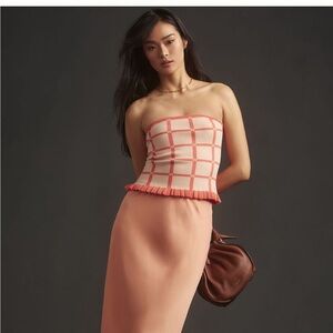 Anthropologie X Daily Practice window pane knit tube top sweater